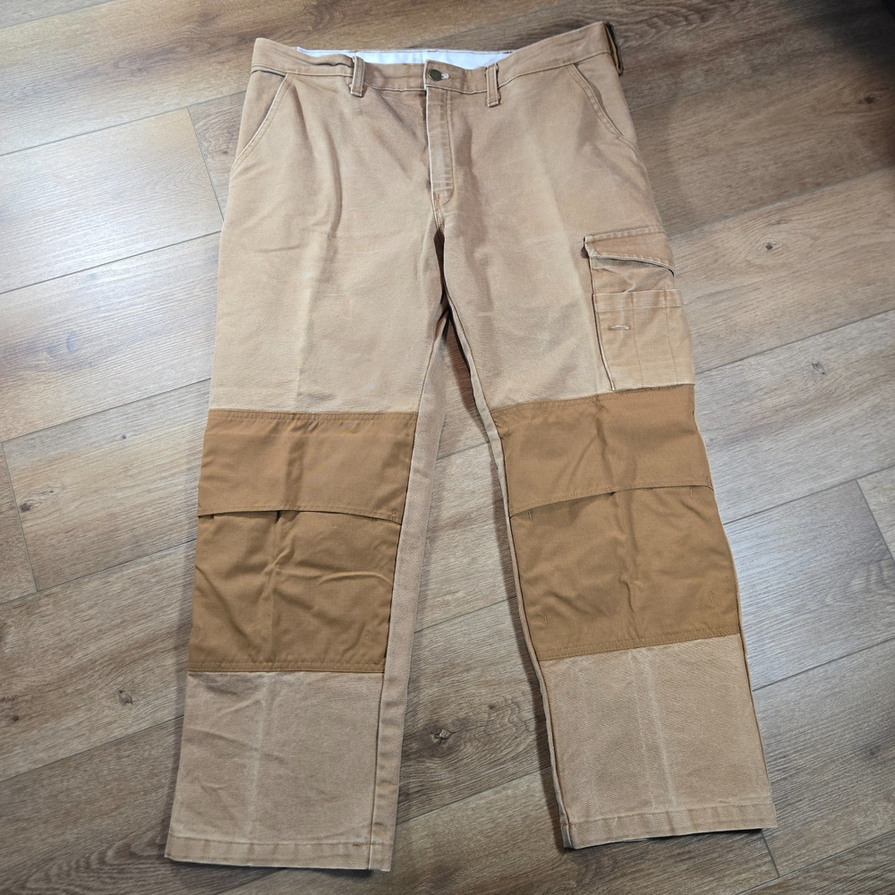 Vintage Skiller Cargo Pants 36x28 Tan Double Knee Carpenter Baggy Workwear
